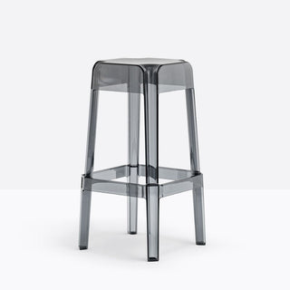 Pedrali Rubik 580 outdoor plastic stool with seat H.29 17/32 inch Pedrali Transparent smoke grey FU - Buy now on ShopDecor - Discover the best products by PEDRALI design