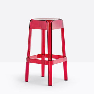 Pedrali Rubik 580 outdoor plastic stool with seat H.29 17/32 inch Pedrali Transparent Red RT - Buy now on ShopDecor - Discover the best products by PEDRALI design