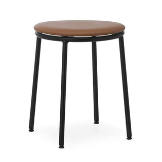 Normann Copenhagen Circa black steel stool with upholstery ultra leather seat h. 17 2/3 in. Normann Copenhagen Circa Ultra Leather Brandy 41574 - Buy now on ShopDecor - Discover the best products by NORMANN COPENHAGEN design