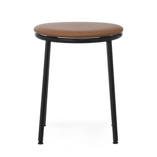 Normann Copenhagen Circa black steel stool with upholstery ultra leather seat h. 17 2/3 in. - Buy now on ShopDecor - Discover the best products by NORMANN COPENHAGEN design