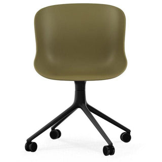 Normann Copenhagen Hyg polypropylene swivel chair with 4 wheels, black aluminium legs - Buy now on ShopDecor - Discover the best products by NORMANN COPENHAGEN design